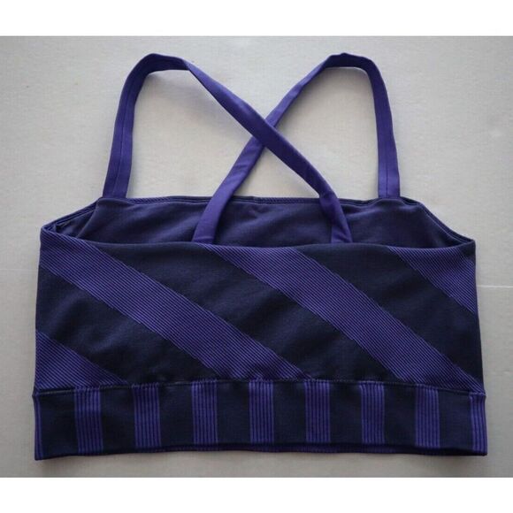 Free People Movement Women's Sz M/L Purple Striped Cross Back Sports Bra - Picture 2 of 4